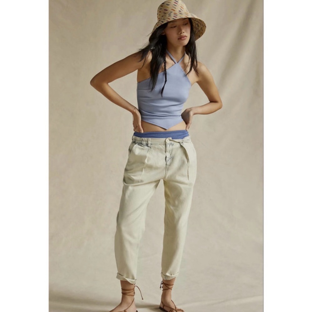 NWT: Anthropologie Acid Wash Light Denim Beach Pants